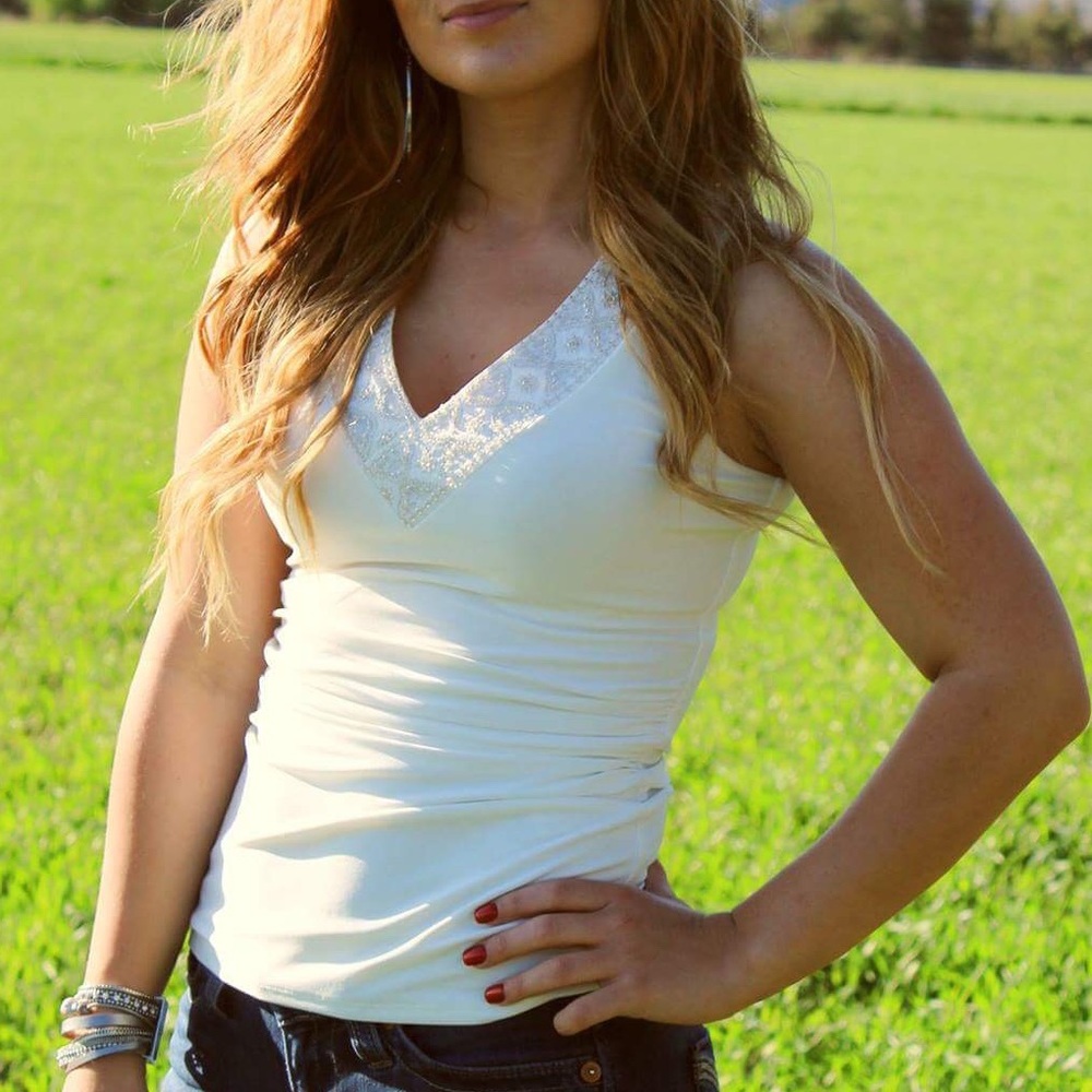 WHBM Off White Top